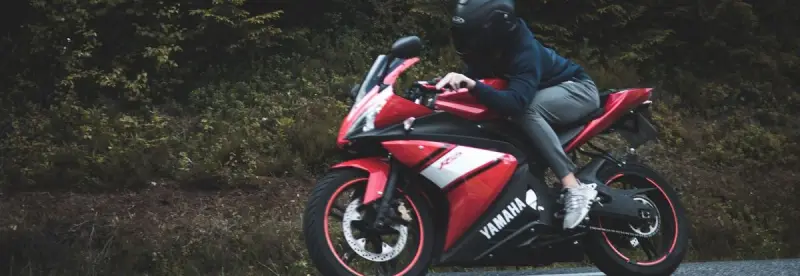 A rider on a sports bike