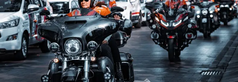 Riders out on a street together