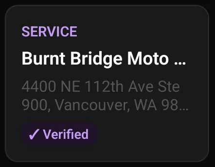 A Basic listing card in the app with a Verified badge